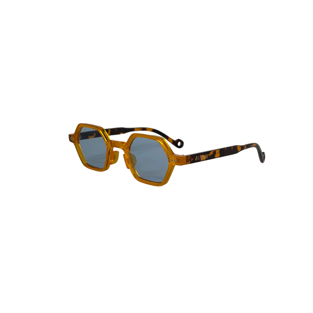Sunglasses with a tortoiseshell frame on a white background